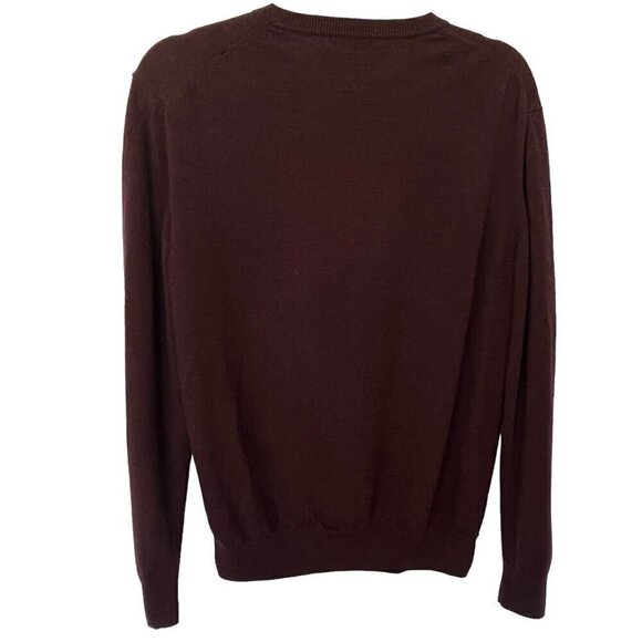 Joseph Abboud Mens XL Extra Fine Merino Wool Pullover Sweater Purple V Neck Flaw - Picture 4 of 9